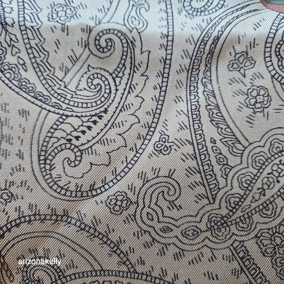 Silk Square Scarf Tassles Rope Paisley Hand-rolled - Picture 9 of 11